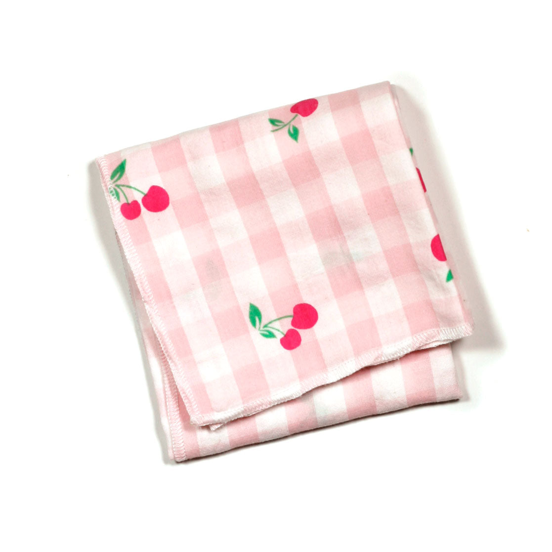 Pink Gingham Cherry Print Bandana