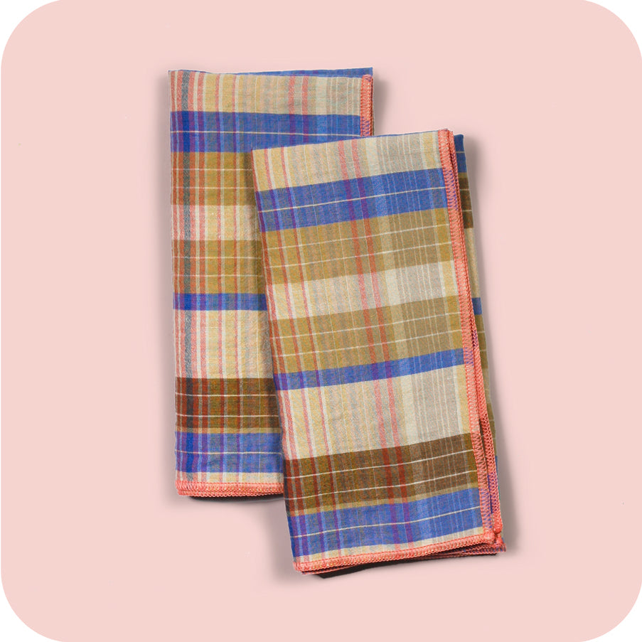 The Autumn Fête - Linen Plaid Dinner Napkins, Set of 2