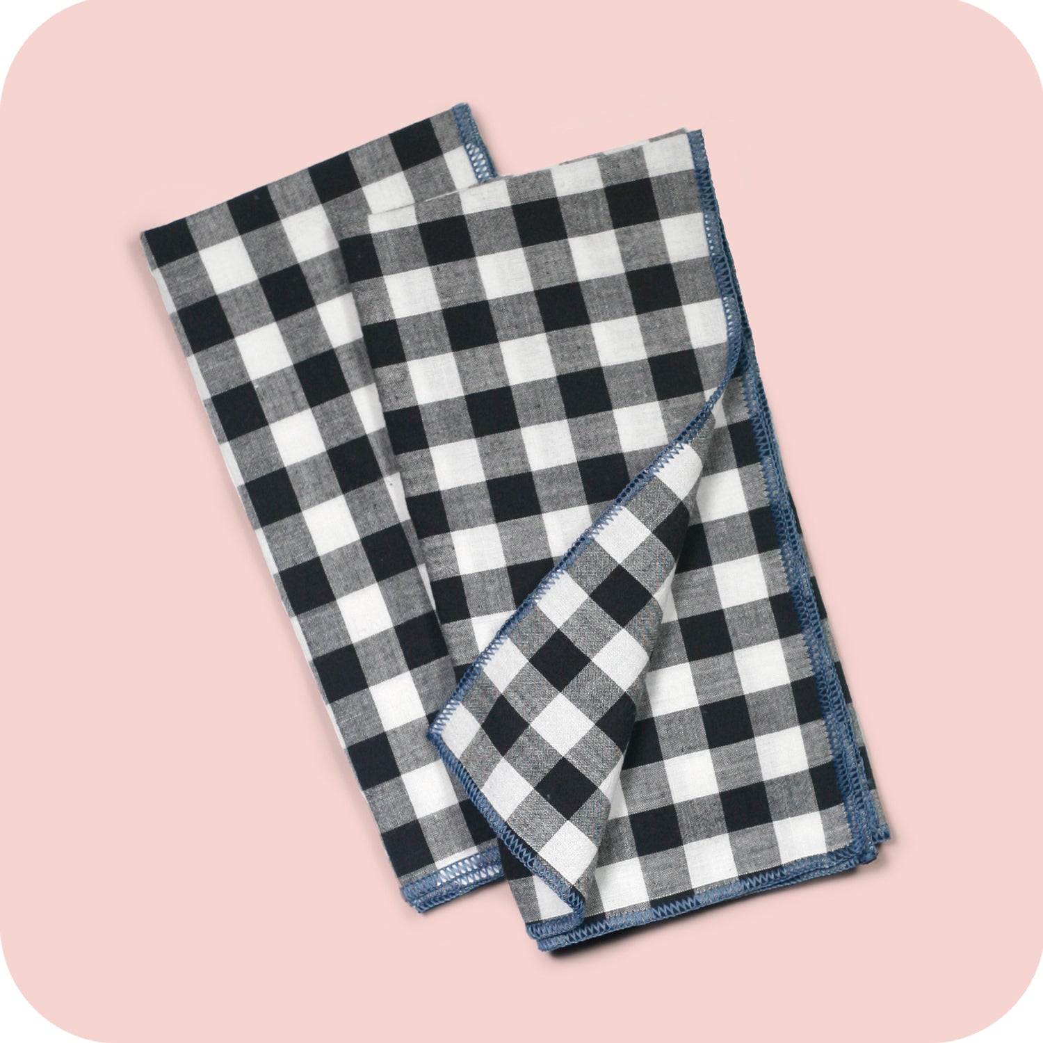 Classic Black and White Cotton Gingham Dinner Napkins, S/2