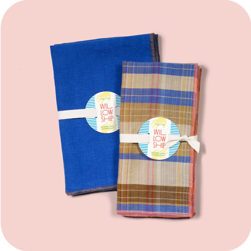 The Autumn Fête - Linen Plaid Dinner Napkins, Set of 2