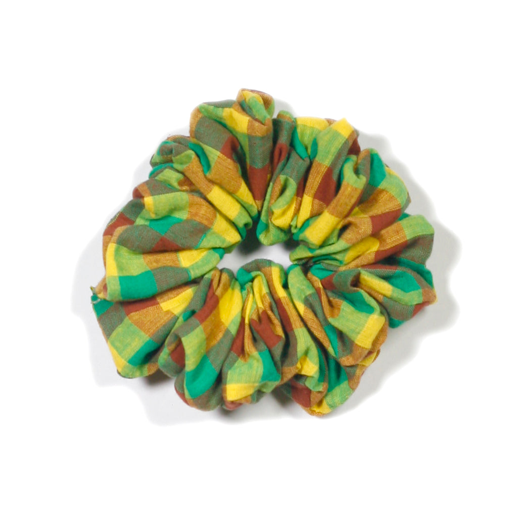 Zero-Waste Scrunchie: Heatwave Colorful Gingham Hair Accessory