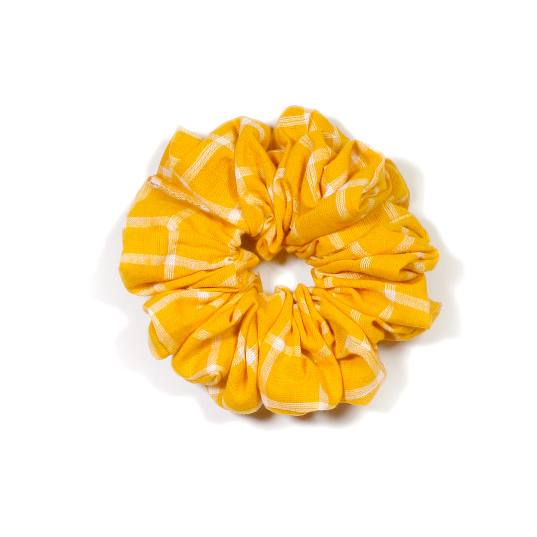 Zero-Waste Scrunchie: Tepache Yellow Windowpane Hair Accessory