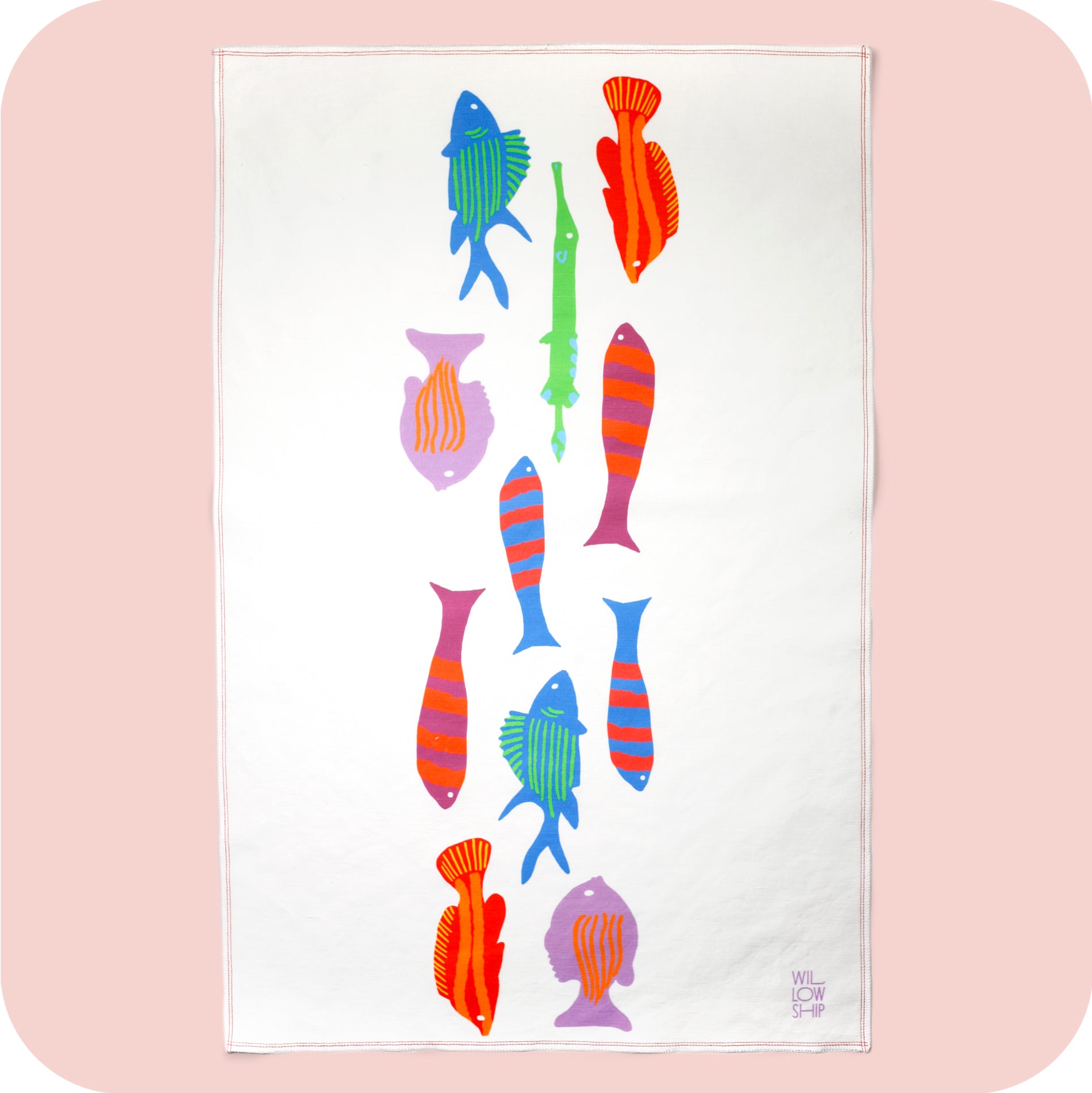 Fish of the Med - Linen/Cotton Illustrated Tea Towel