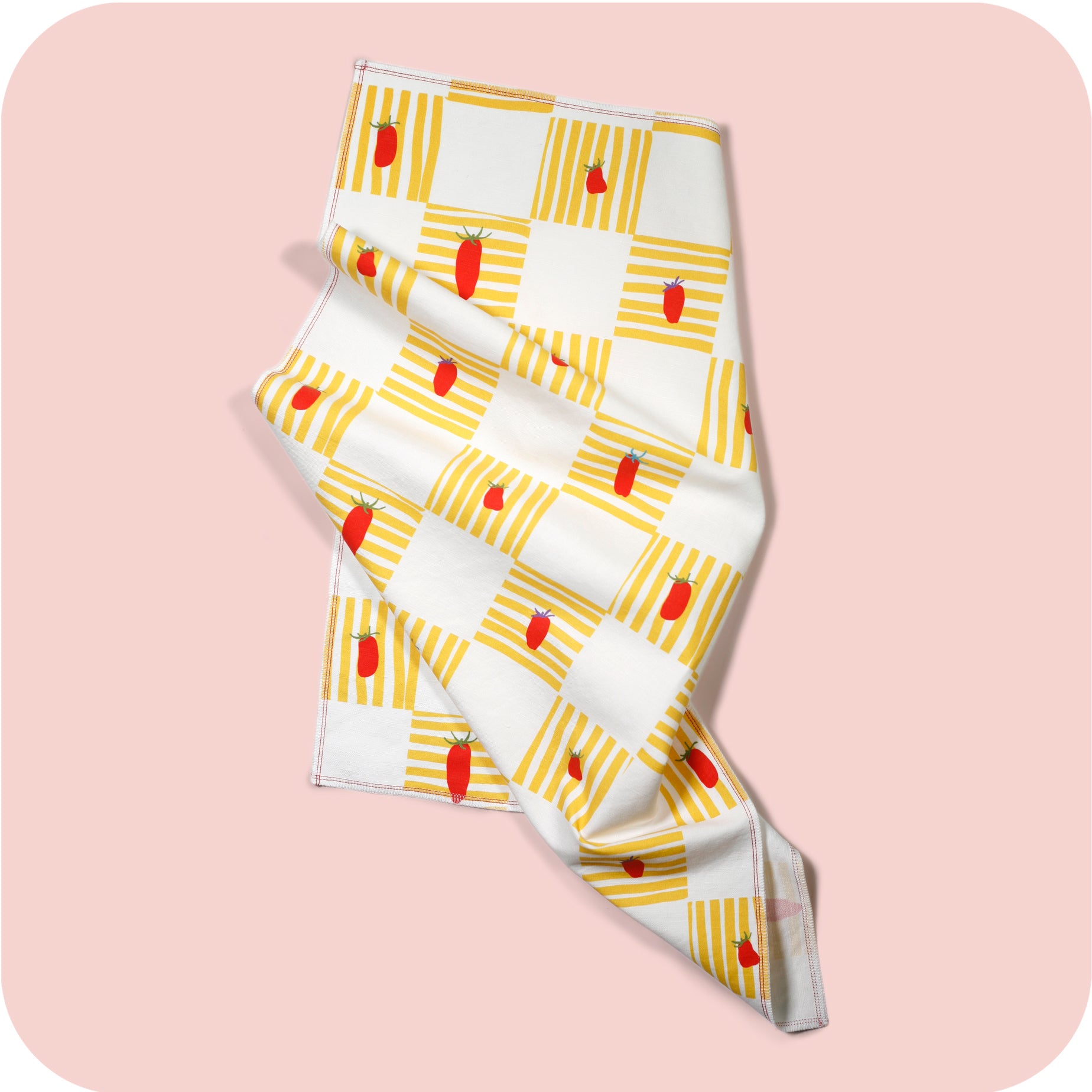 Roma Checkerboard - Linen/Cotton Illustrated Tea Towel